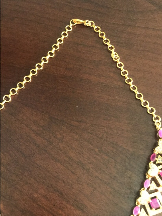 Gold-Tone red Stone Statement Necklace - Picture 3 of 9